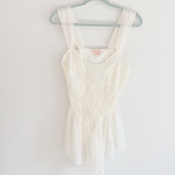 Vintage Other - Vintage Babydoll White Lace Cami Top Lingerie SzM